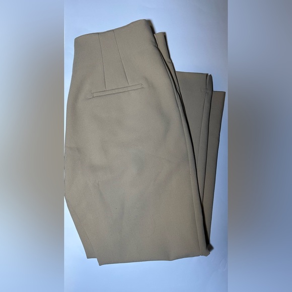 ZARA 3 HIGH-WAISTED PANTS; OYSTER WHITE, TAUPE BROWN & SAND, MEDIUM & 6 - Picture 2 of 8